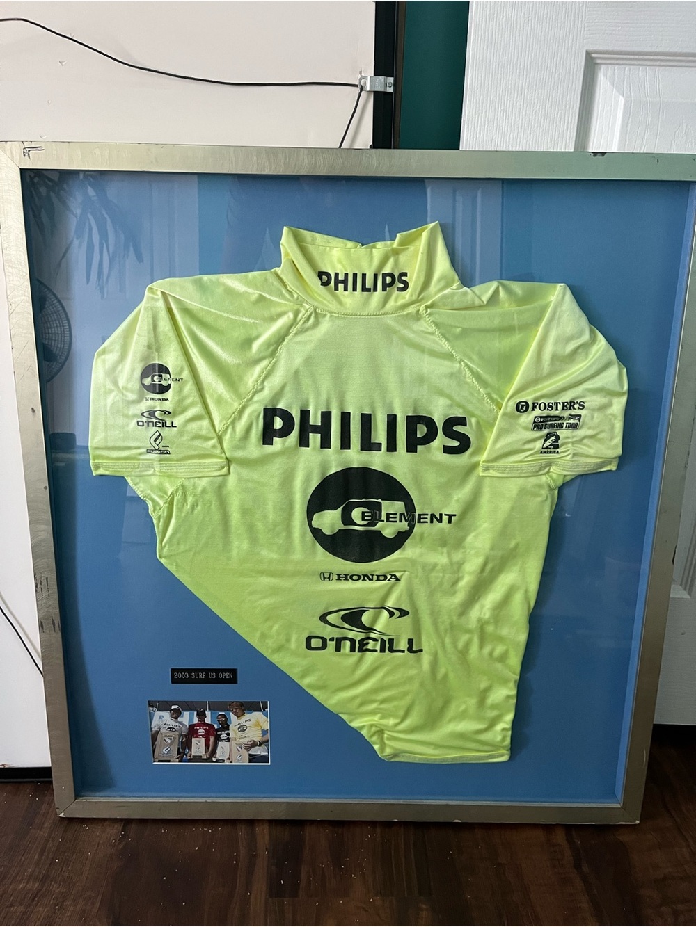 2003 Surf US Open Worn Surfer Suit Framed 1x27.5x29.5